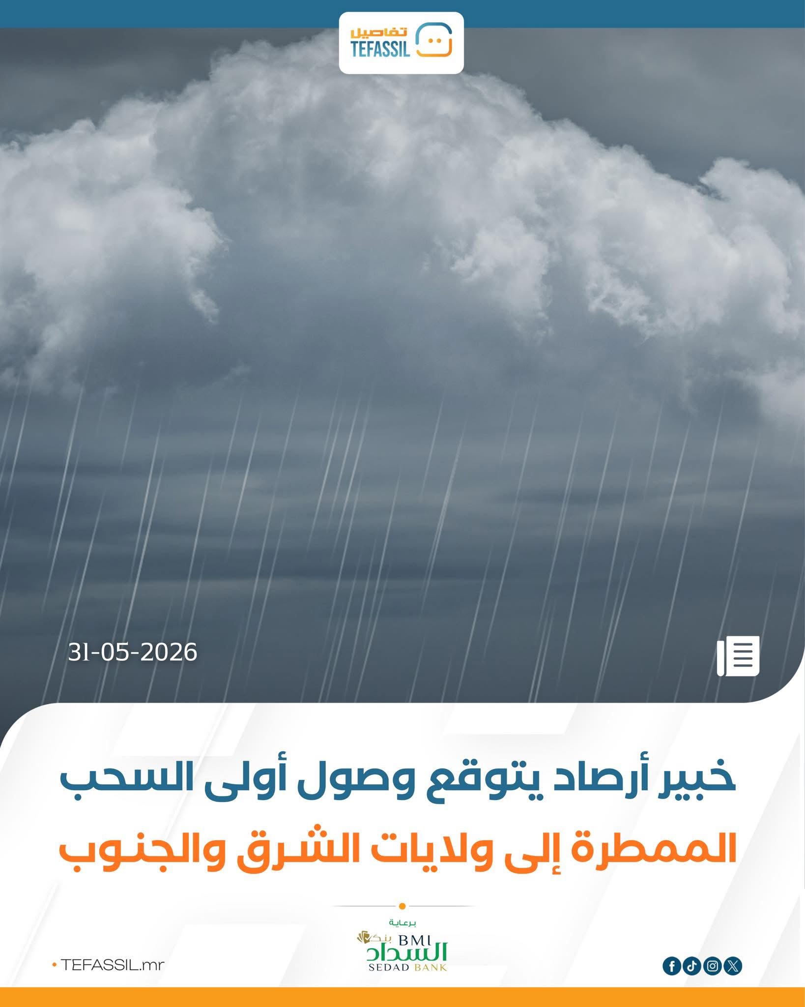 خبير أرصاد يتوقع وصول أمطار إلى ولايات الشرق والجنوب