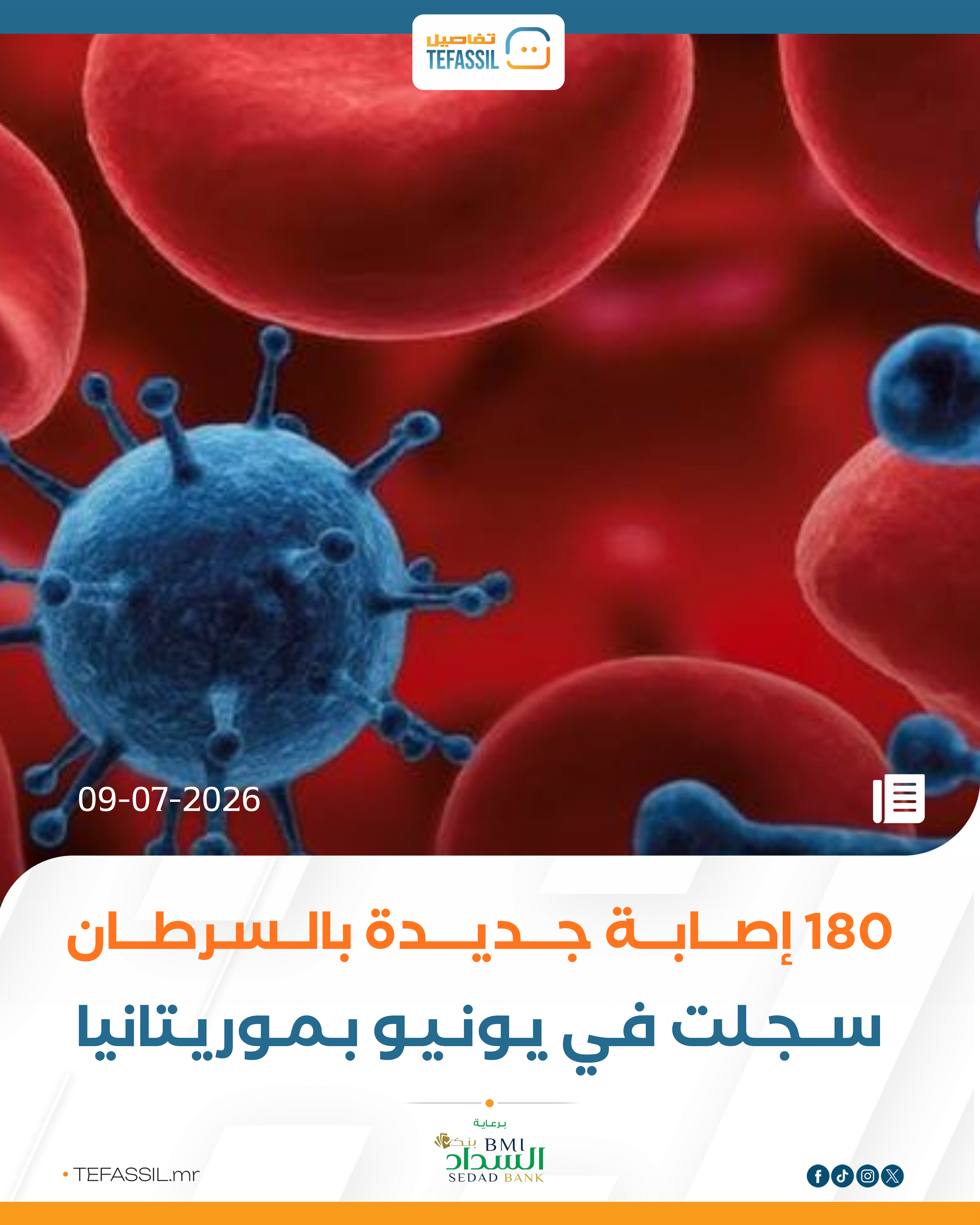 180إصابة جديدة بالسرطان سجلت في يونيو